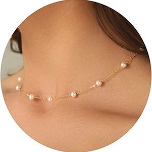 DEARMAY 14K Gold Filled Chain Necklace for Women Dainty Gold Herringbone Choker
